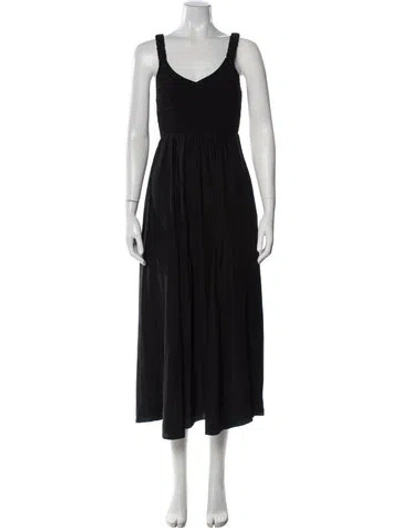 Pre-owned La Ligne Silk Midi Length Dress In Black