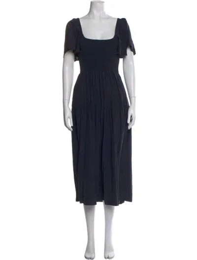 Pre-owned La Ligne Silk Midi Length Dress In Blue
