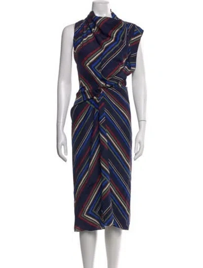 Pre-owned La Ligne Silk Midi Length Dress In Blue