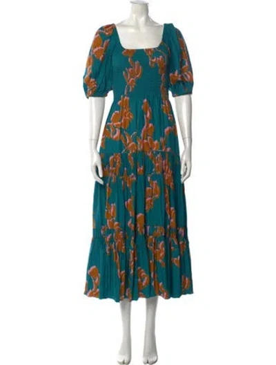 Pre-owned La Ligne Silk Midi Length Dress In Blue