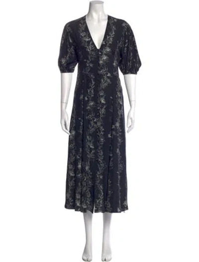 Pre-owned La Ligne Silk Midi Length Dress In Blue