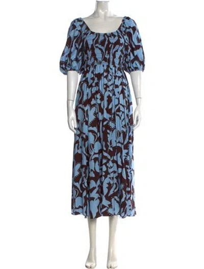 Pre-owned La Ligne Silk Midi Length Dress In Blue