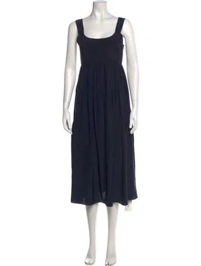 Pre-owned La Ligne Silk Midi Length Dress In Blue