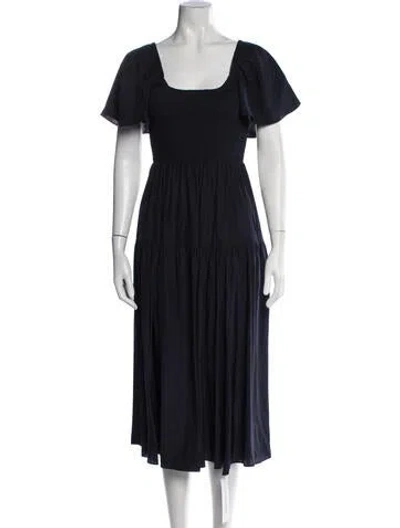 Pre-owned La Ligne Silk Midi Length Dress In Blue