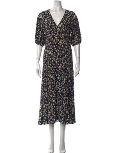 Pre-owned La Ligne Silk Midi Length Dress In Blue/neutrals