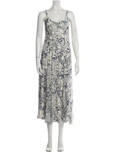 Pre-owned La Ligne Silk Midi Length Dress In Blue/neutrals
