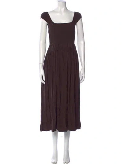 Pre-owned La Ligne Silk Midi Length Dress In Brown