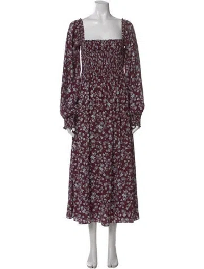 Pre-owned La Ligne Silk Midi Length Dress In Burgundy