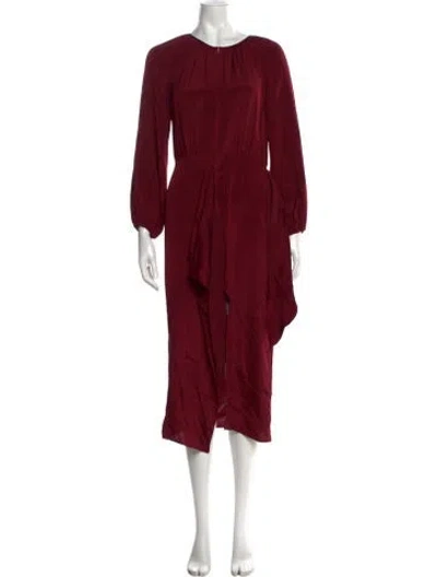 Pre-owned La Ligne Silk Midi Length Dress In Burgundy