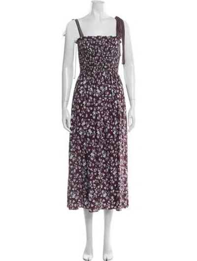 Pre-owned La Ligne Silk Midi Length Dress In Burgundy