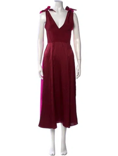 Pre-owned La Ligne Silk Midi Length Dress In Burgundy/pink