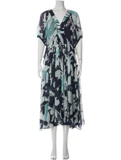 Pre-owned La Ligne Silk Midi Length Dress In Green