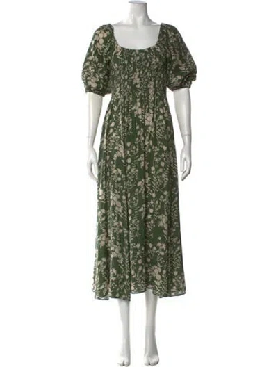 Pre-owned La Ligne Silk Midi Length Dress In Green