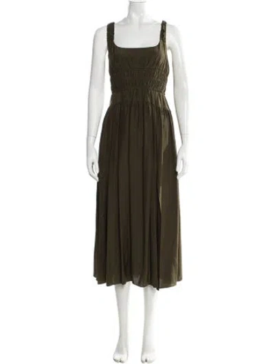 Pre-owned La Ligne Silk Midi Length Dress In Green