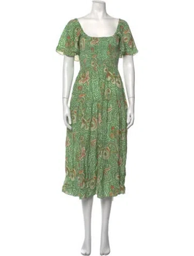 Pre-owned La Ligne Silk Midi Length Dress In Green