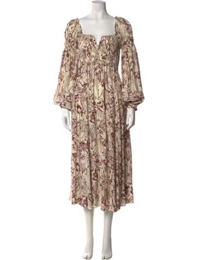 Pre-owned La Ligne Silk Midi Length Dress In Neutral