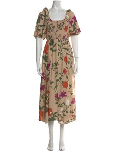 Pre-owned La Ligne Silk Midi Length Dress In Neutral