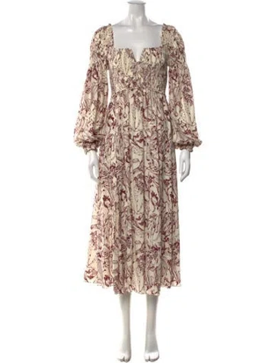 Pre-owned La Ligne Silk Midi Length Dress In Neutral