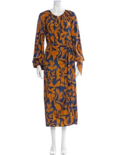 Pre-owned La Ligne Silk Midi Length Dress In Orange