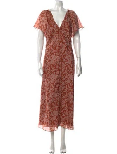 Pre-owned La Ligne Silk Midi Length Dress In Orange