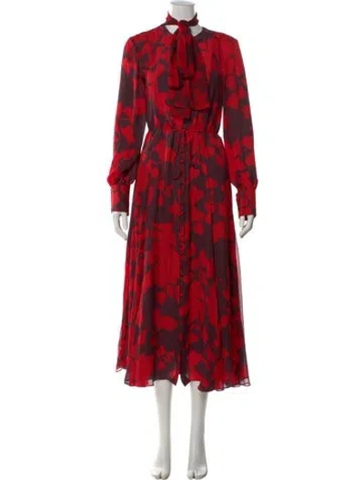 Pre-owned La Ligne Silk Midi Length Dress In Red