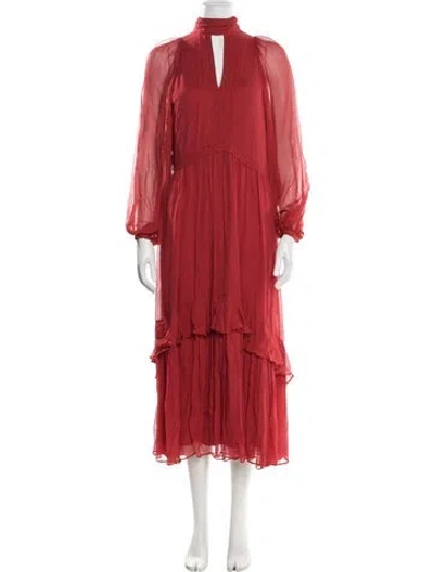 Pre-owned La Ligne Silk Midi Length Dress In Red
