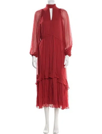Pre-owned La Ligne Silk Midi Length Dress In Red