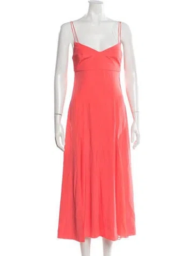 Pre-owned La Ligne Silk Midi Length Dress In Red