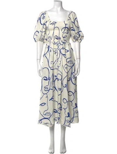 Pre-owned La Ligne Silk Midi Length Dress In White