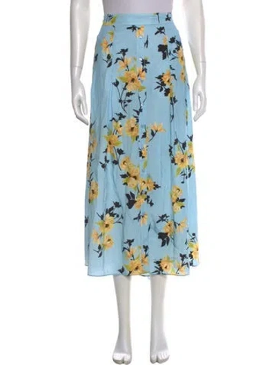 Pre-owned La Ligne Silk Midi Length Skirt In Blue