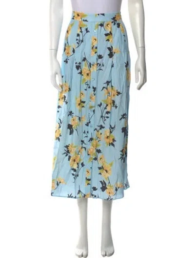 Pre-owned La Ligne Silk Midi Length Skirt In Blue