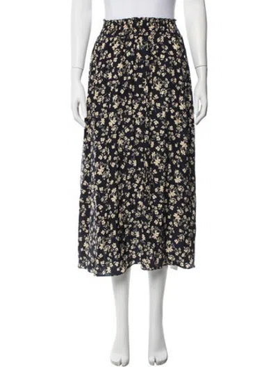Pre-owned La Ligne Silk Midi Length Skirt In Blue