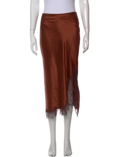 Pre-owned La Ligne Silk Midi Length Skirt In Brown