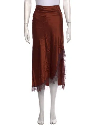Pre-owned La Ligne Silk Midi Length Skirt In Brown