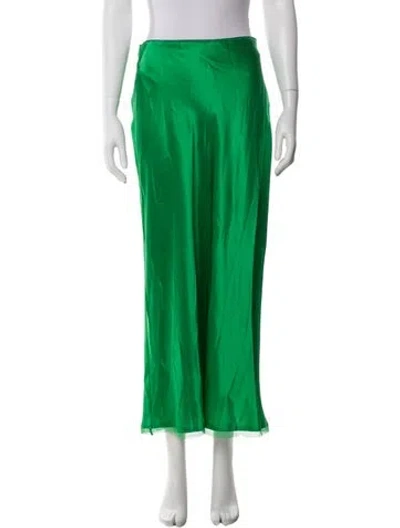 Pre-owned La Ligne Silk Midi Length Skirt In Green