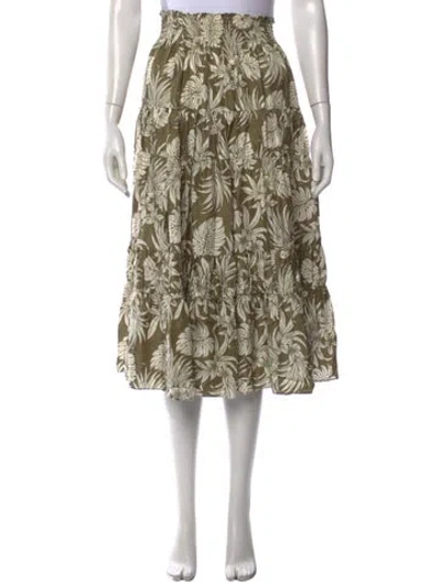 Pre-owned La Ligne Silk Midi Length Skirt In Green