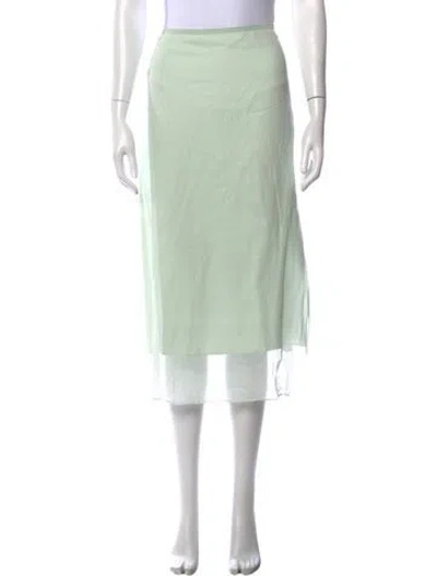 Pre-owned La Ligne Silk Midi Length Skirt In Green