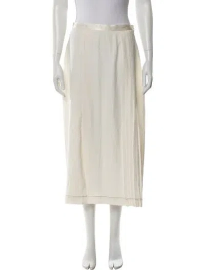 Pre-owned La Ligne Silk Midi Length Skirt In Neutral