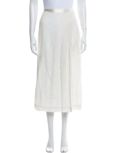Pre-owned La Ligne Silk Midi Length Skirt W/ Tags In White