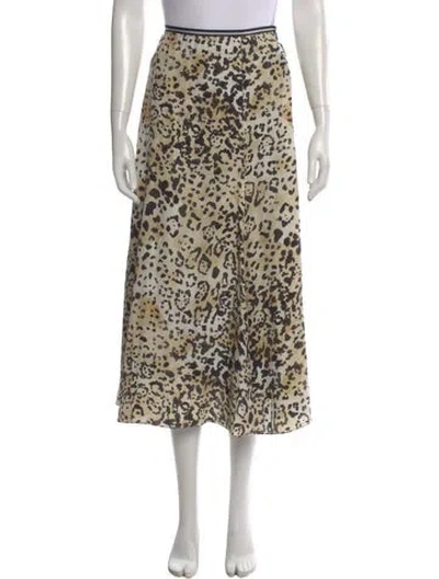 Pre-owned La Ligne Silk Midi Length Skirt In White