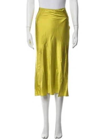 Pre-owned La Ligne Silk Midi Length Skirt In Yellow