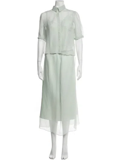 Pre-owned La Ligne Silk Skirt Set In Green