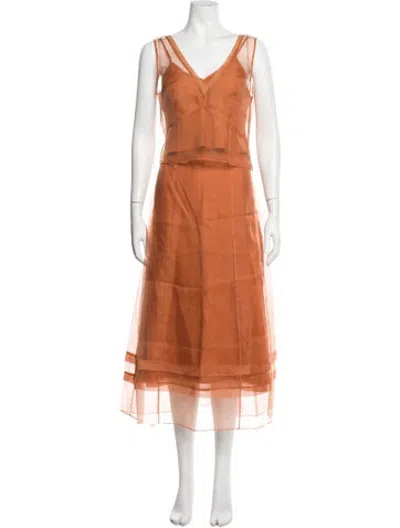 Pre-owned La Ligne Silk Skirt Set W/ Tags In Orange