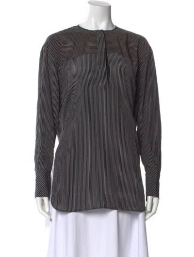 Pre-owned La Ligne Silk Striped Blouse In Black