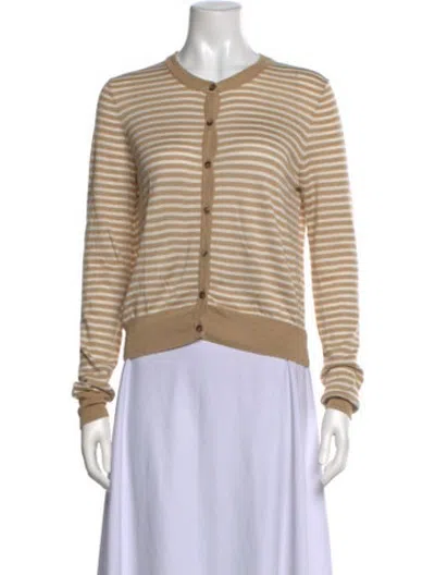 Pre-owned La Ligne Silk Striped Sweater In White