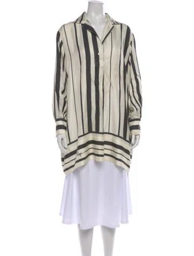 Pre-owned La Ligne Silk Striped Top In Neutral
