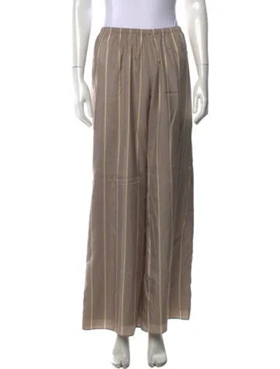 Pre-owned La Ligne Silk Wide Leg Pants In Neutrals