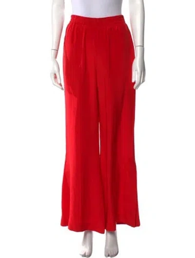Pre-owned La Ligne Silk Wide Leg Pants In Red