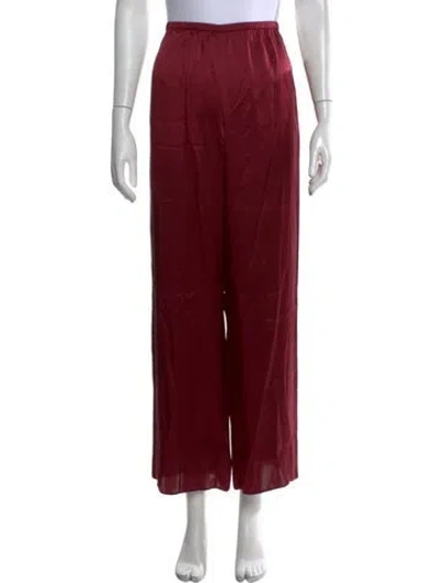 Pre-owned La Ligne Silk Wide Leg Pants In Red