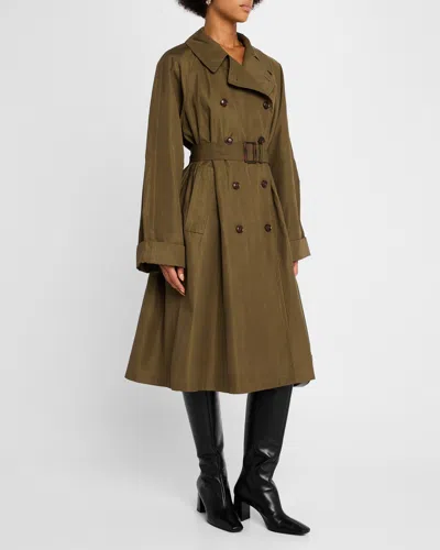 La Ligne Soft Belted Trench Coat In Dark Olive